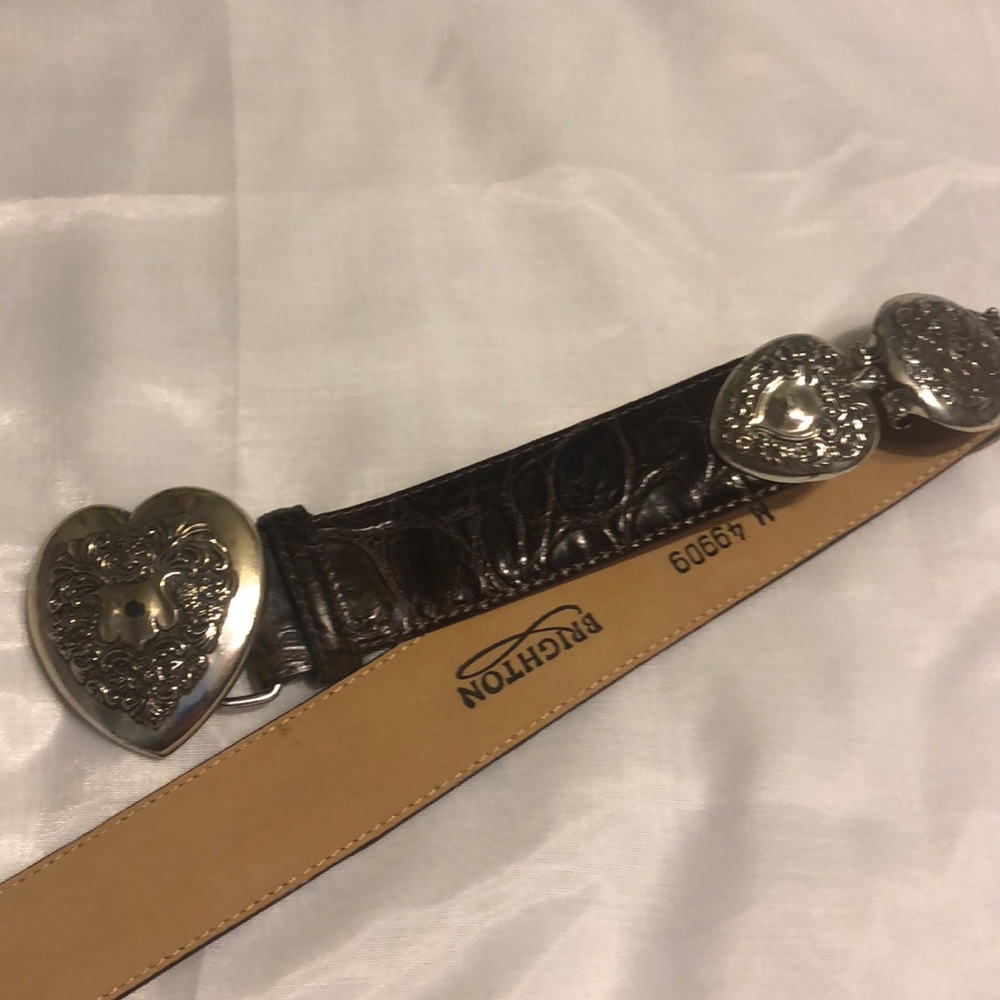 Brighton leather belt with heart buckle & decor